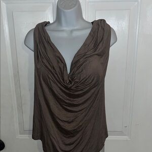 Double Zero Brown Drape Neck Blouse